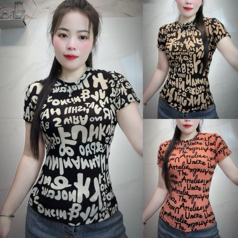 195 - Áo lưới hoạ tiết cổ tròn [FOM ÔM] basic