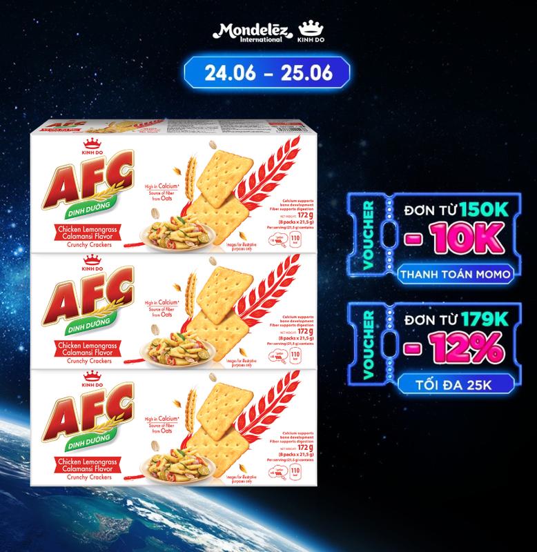 Combo 3 Hộp AFC bánh Cracker Dinh Dưỡng Vị Gà Sả Tắc