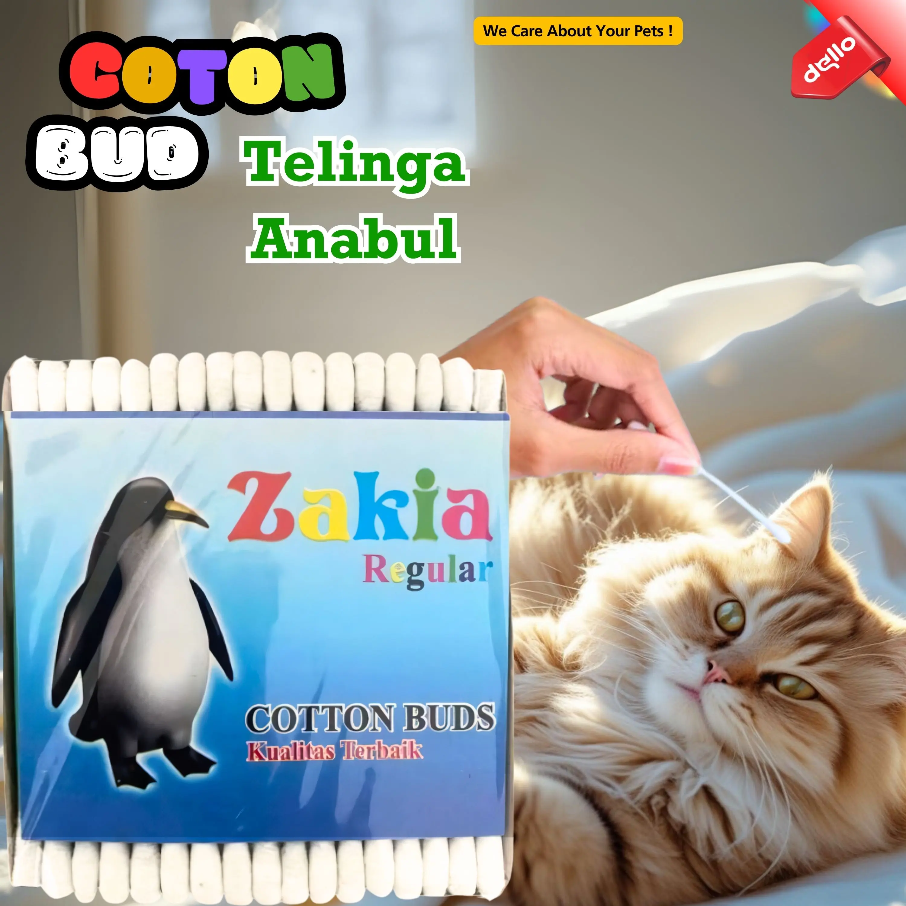 Cotton Bud Kucing Kapas Korek kuping Pembersih Telinga Kucing Anjing 10pcs Halus Lembut RANDOM DELLO FOR CAT