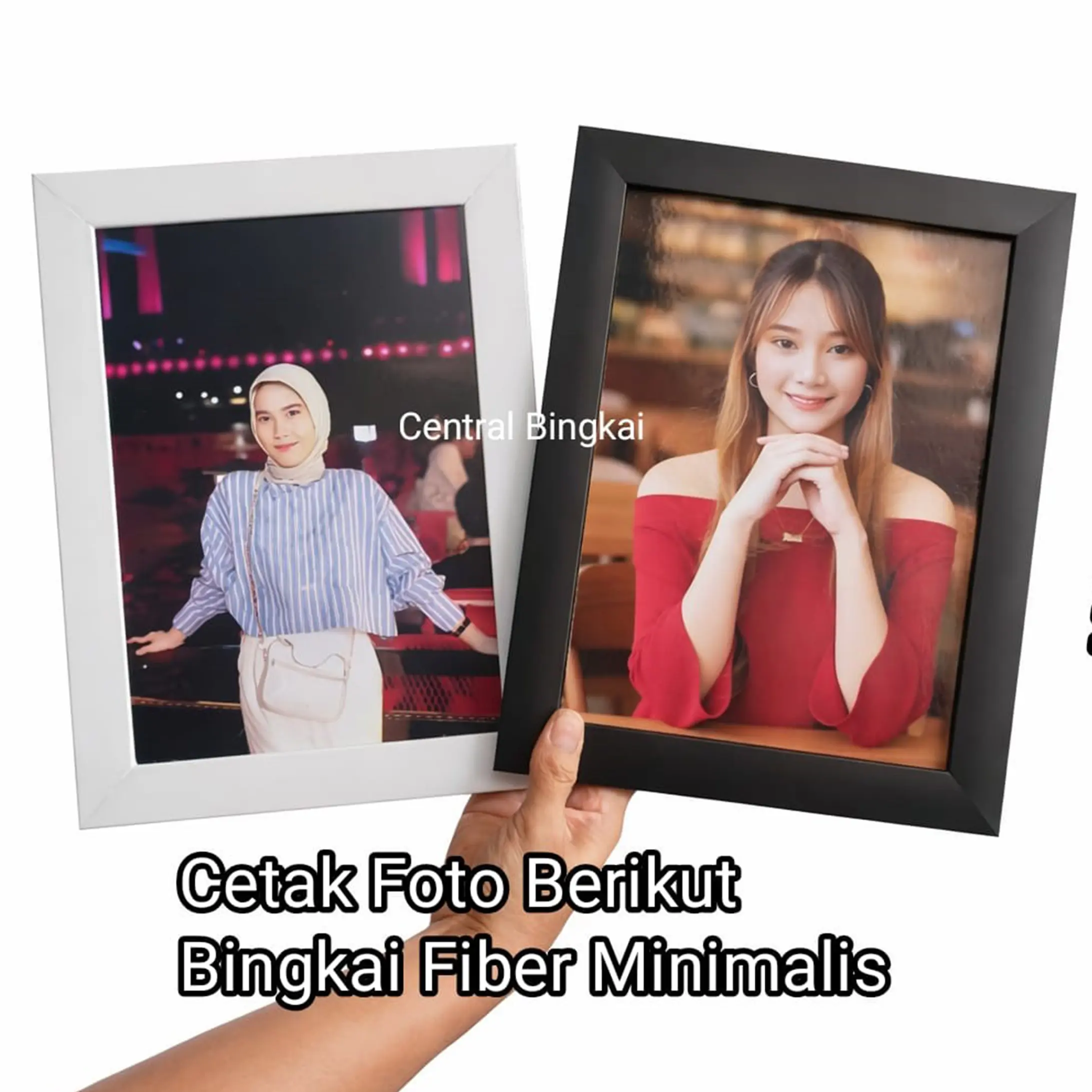 Cetak Foto Plus Bingkai Fiber Minimalis / Cetak Foto Berikut Bingkai Fiber / Cetak Foto Bingkai Fiber Tanpa Kaca Glossy / Foto Plus Bingkai Minimalis Tanpa Kaca Putih aesthetic
