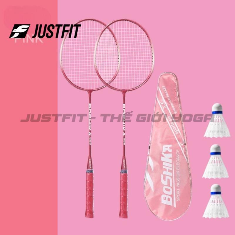 Bộ vợt cầu lông chính hãng Boshika giá rẻ căng sẵn [Set 2 Vợt + 3 quả cầu lông] Sport Cán Vợt Cao su
