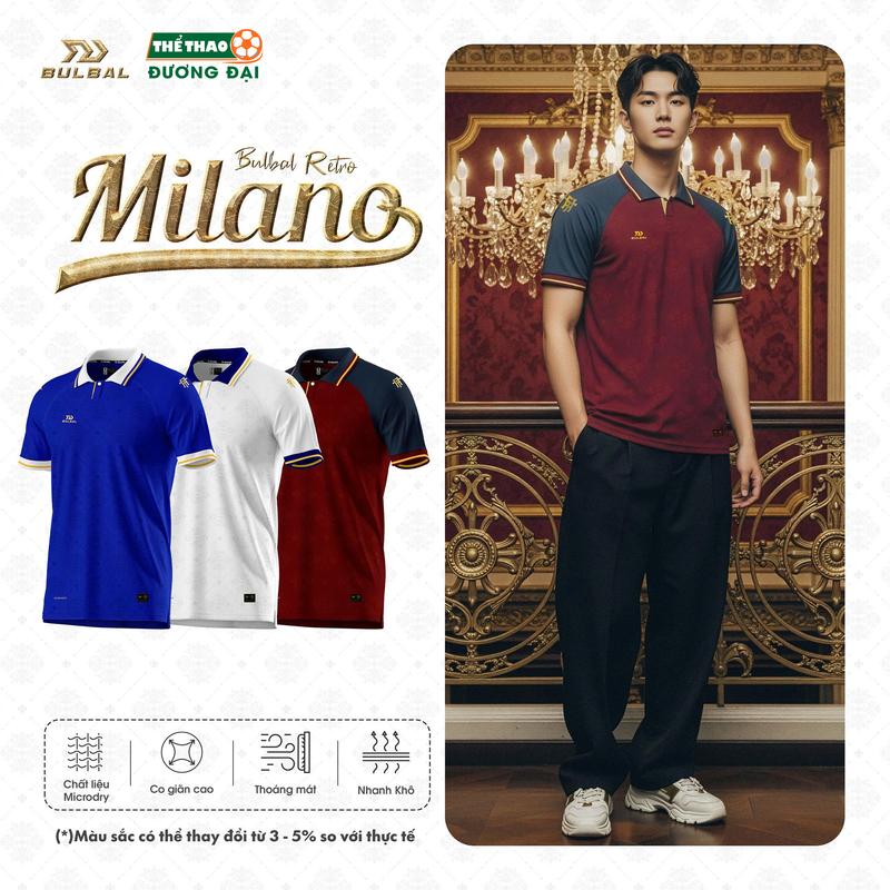  Áo Bóng Đá Retro Bulbal Milano Cổ Polo Vải Microdry Đứng Form Thoáng Mát Thể Thao Đương Đại 