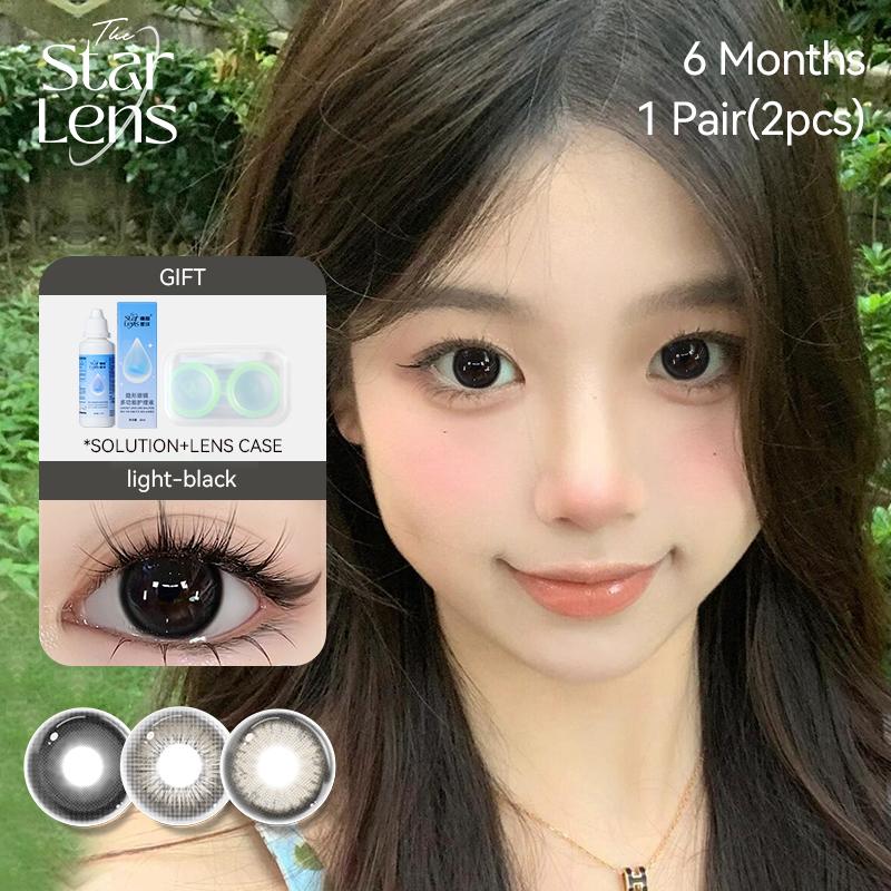 Kính áp tròng, Dòng Starlens Đen, Mắt tự nhiên, 14,2 / 14,5mm, Ống kính mắt búp bê, 2 miếng, Sử dụng trong 6 tháng