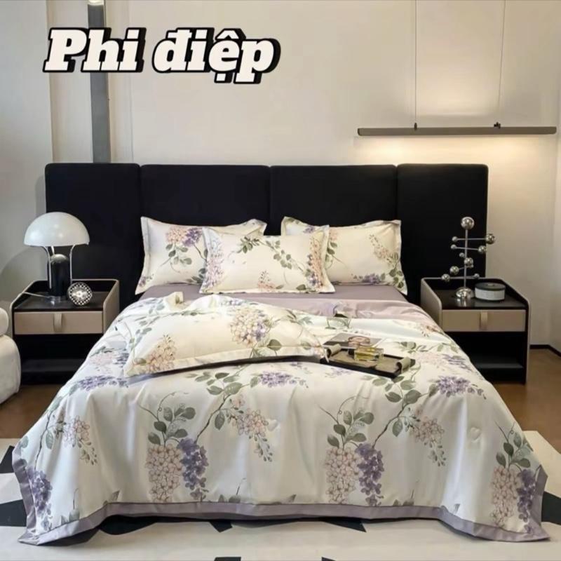 Bộ ga gối lụa thái 3 món ( 1 ga 2 vỏ gối ) mềm mịn , thoáng khí thấm hút mồ hôi , đầy đủ kích thước giường