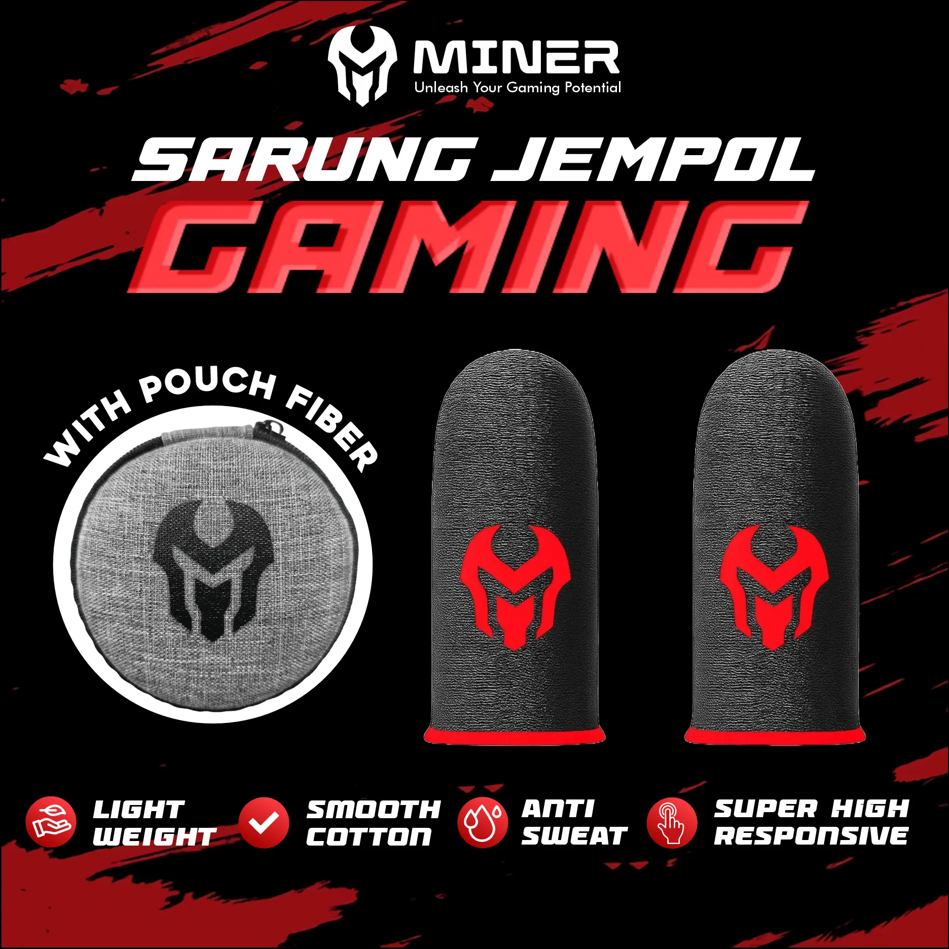 Miner Gaming Finger Sleeve - Sarung Jempol Gaming Premium Anti Keringat & Super Responsif