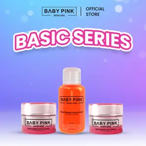 BABY PINK SKIN CARE Basic Series 3 pcs Glowing Set - Brightening Day Cream Night Cream Facial Wash with Niacinamide Whitening Anti Dark Spot Perawatan Wajah Halal BPOM - Pelembab