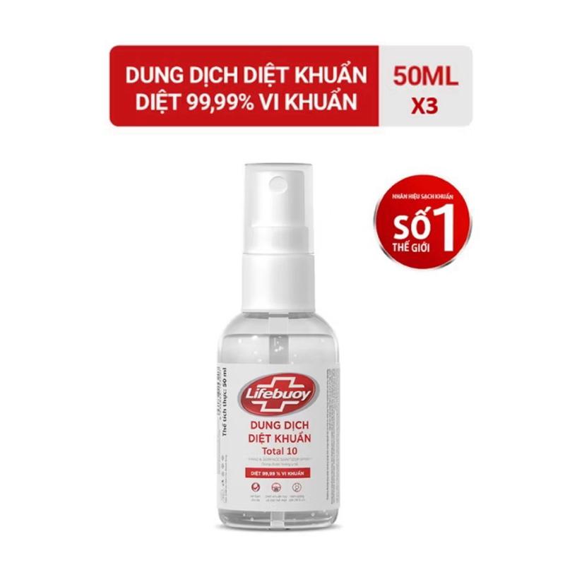 Nước rửa tay khô Lifebuoy dạng xịt 50ml làm sạch vi khuẩn bảo vệ da tay hàng chuẩn Unilever 