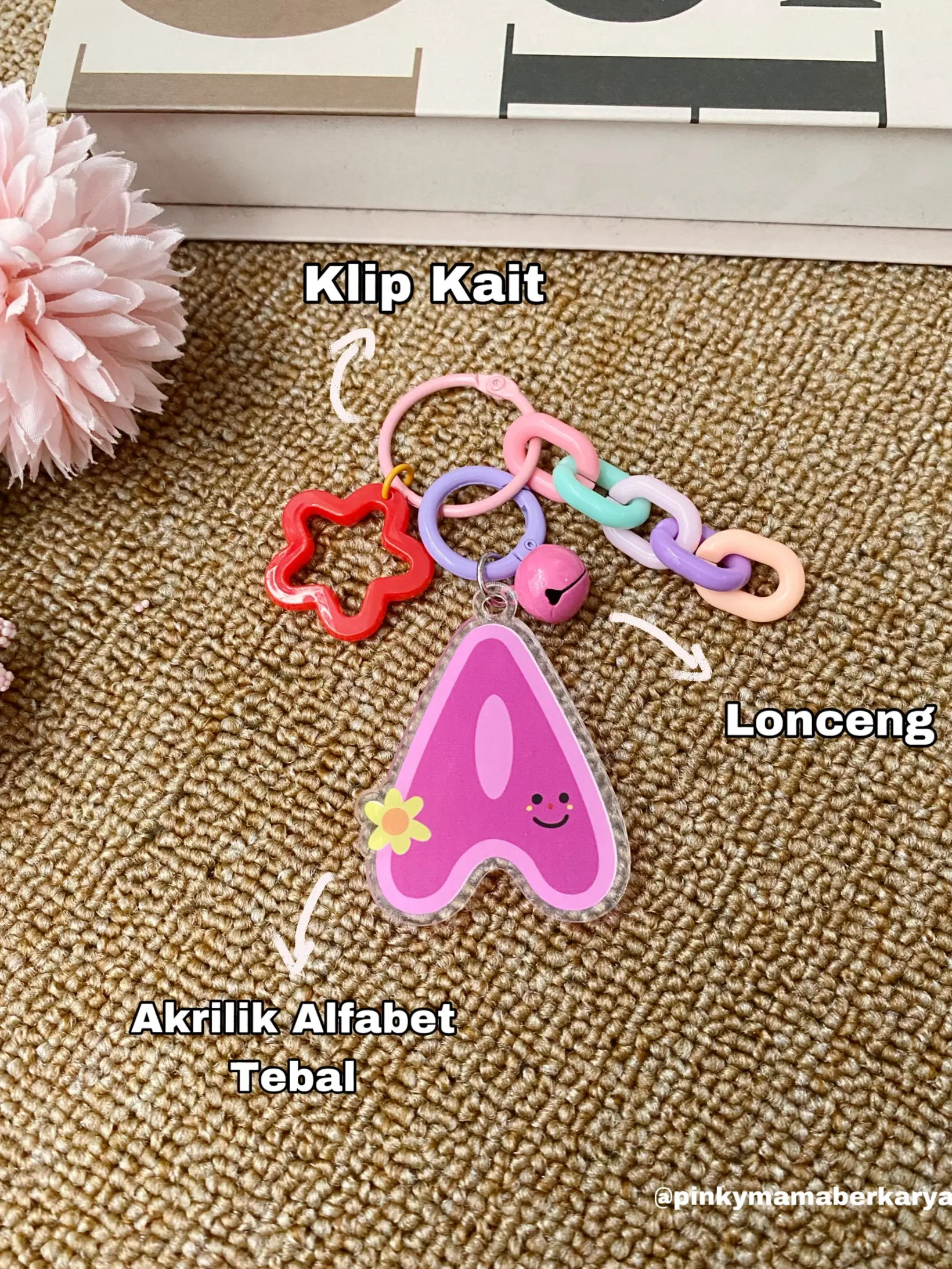 Whitestuff x Pinky Mama Gantungan Kunci Hiasan Tas Huruf Alphabet Abjad Akrilik Keychain Bag Charm PW01