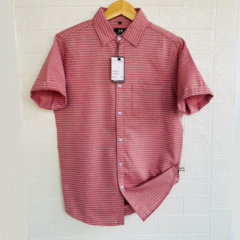 Kemeja Pria Lengan Pendek Salur Stripe | Kemeja Salur Slimfit Oxford Premium Casual | Kemeja Salur Pria 2
