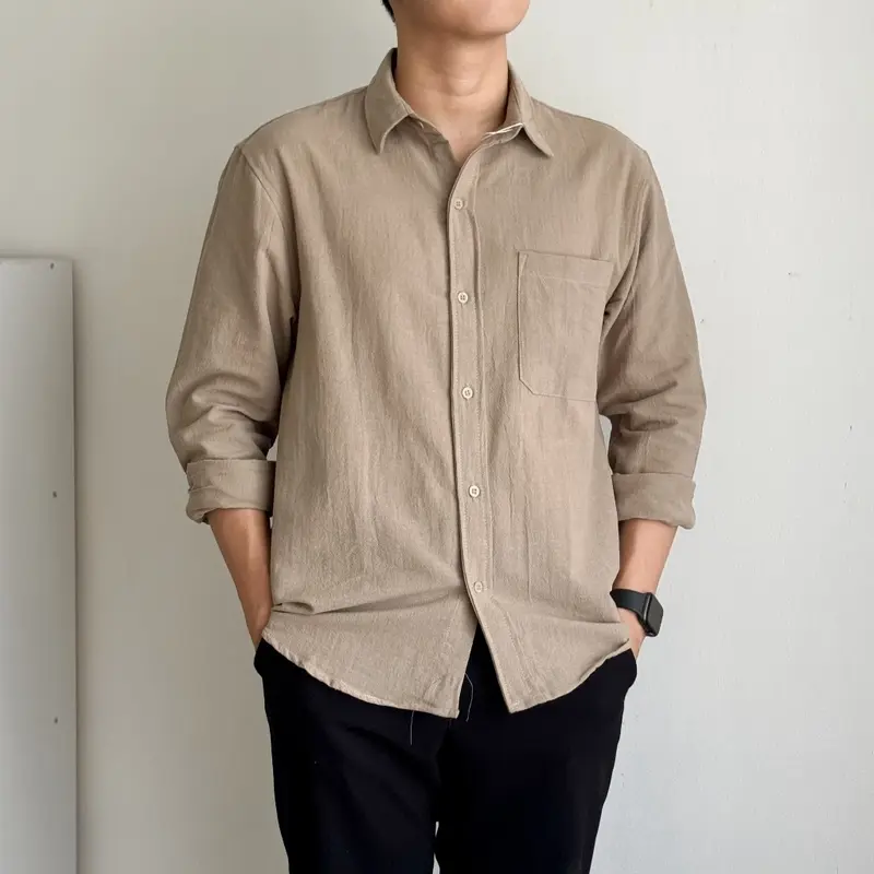 kemeja pria. kemeja linen lengan panjang kemeja linen premium kemeja pria linen kemeja pria lengan panjang 1