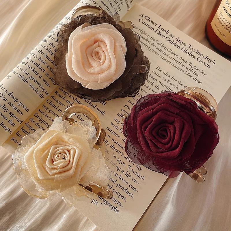 Kẹp Bắt Hoa Hồng Khô, Dành Cho Nữ, Kẹp Tóc Nửa Tóc Hoa Trà Mới 2025, Kẹp Cá Mập, Kẹp Tóc Hoa Trung Quốc Mới, Thanh Lịch Và Đơn Giản, Mũ Đội Đầu Women Voi