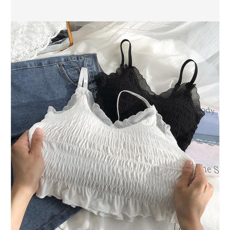 Tanktop import Wanita kamisol padded hiasan renda cantik bh pakaian dalam fashion 1076 7