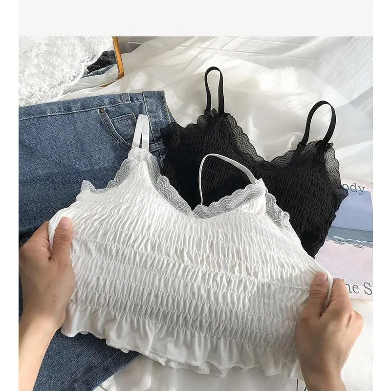 Tanktop import Wanita kamisol padded hiasan renda cantik bh pakaian dalam fashion 1076 7