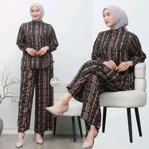 Setelan Piyama Baju Tidur Arab Piyama Arab Resleting Depan One Set Rayon Busui Terbaru