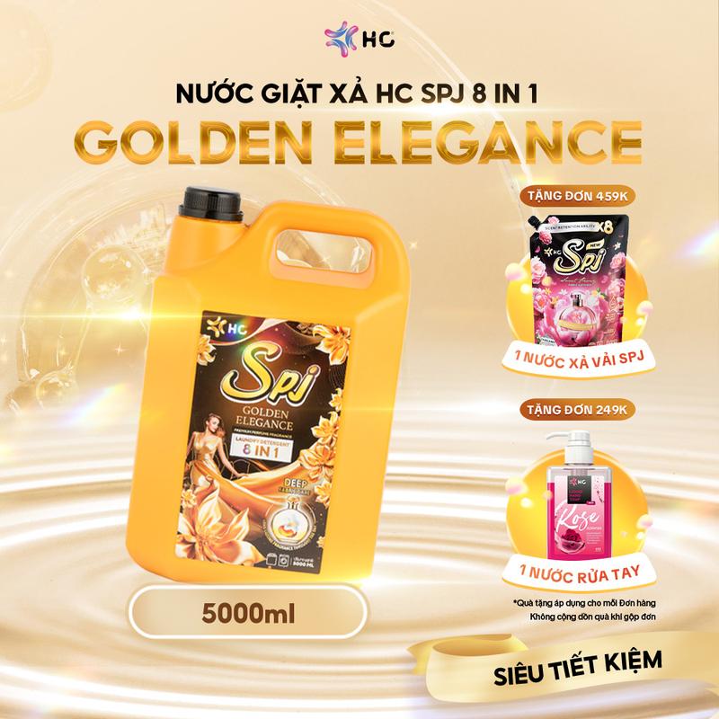 CAN 3.5L - 5L Tặng Quà Nước Giặt Xả Thái Lan HC SPJ Vàng 8 TRONG 1 - Bản Mới GOLDEN ELEGANCE Hương Thơm Thanh Lịch Đánh Bay Vết Bẩn Lưu Hương 24h Date Mới Nhất
