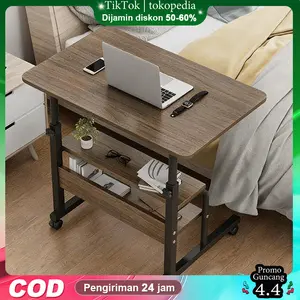 [AK]Meja Laptop Lipat Adjustable dengan Roda Meja Laptop Roda Meja Kerja Adjustable Meja Belajar Portable  Tinggi Adjustable Kerja Belajar Minimalis   Portable Kerja Belajar Multifungsi Furniture Roda Kayu tinggi bisa diatur meja komputer meja & desk
