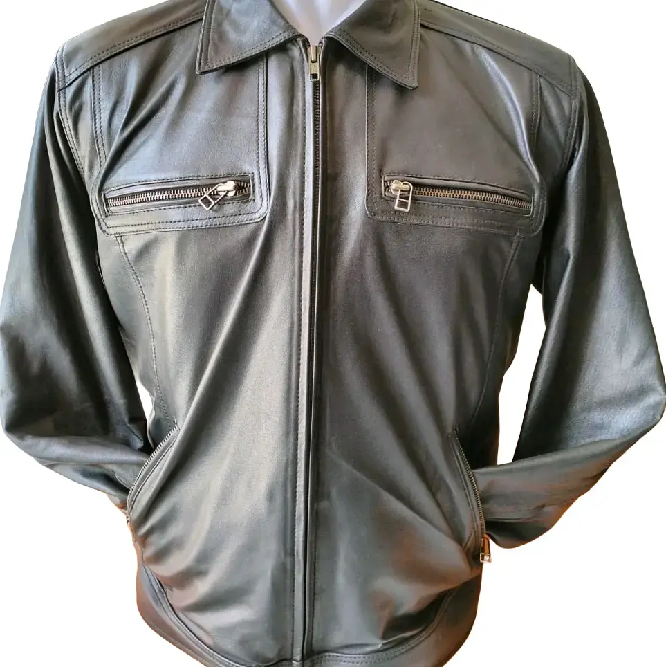 jaket kulit krah daun ukuran M/L