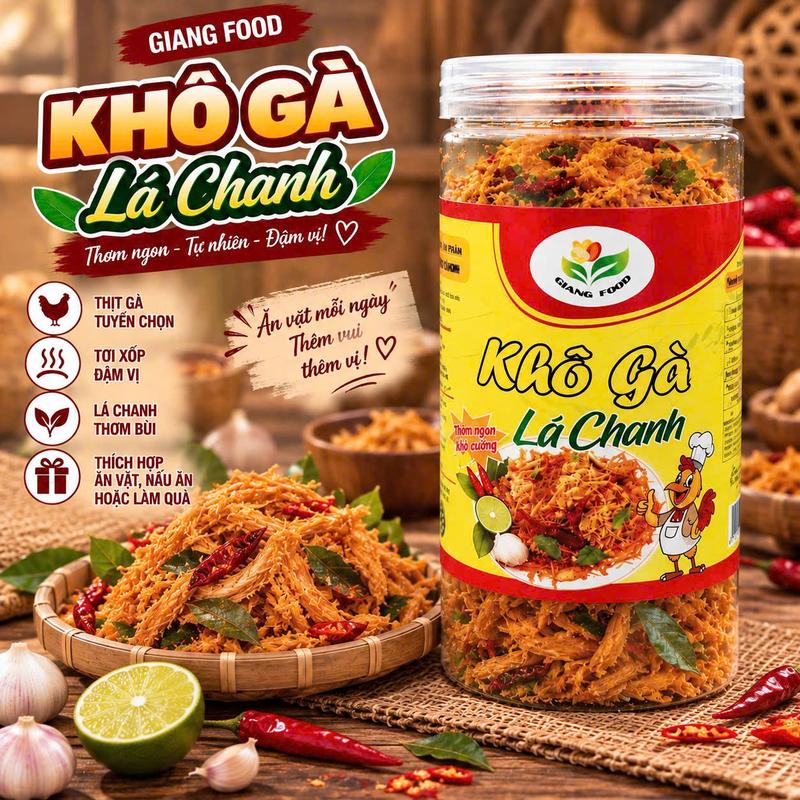 KHÔ GÀ LÁ CHANH 300G - thơm mùi lá chanh , ngon từng sợi khô gà ( Có giấy vsattp )