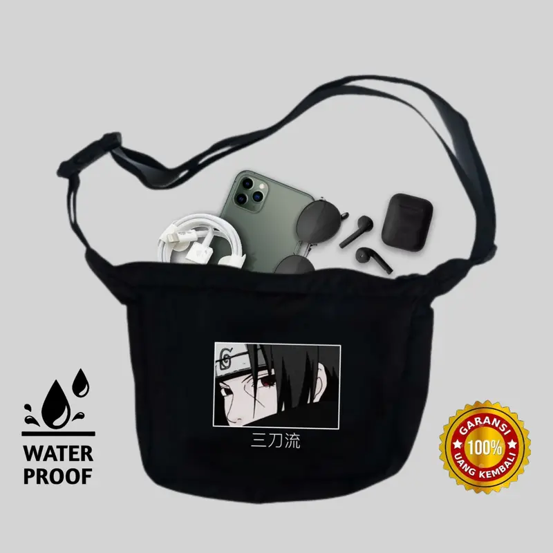 Tas selempang canvas pria distro anime naruto tas slempang mini murah sling bag waterproof keren 2