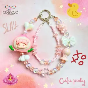 [Aseela] Strap Phone/Gantungan kunci/Tali hp Beads Crystal Luxury free mika Handphone Lanyard