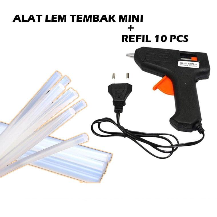 RAME-RAME ALAT LEM TEMBAK GLUE GUN MINI + REFIL 10 PCS - Shop | Tokopedia