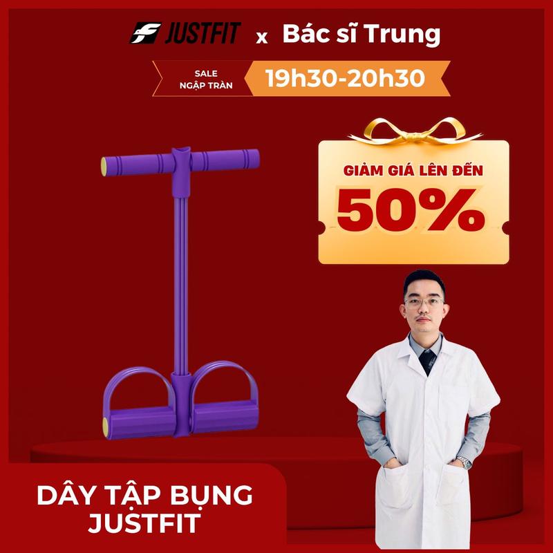Dây tập bụng JUSTFIT, dây kéo đàn hồi kháng lực 6 ống cao su tập cơ bụng tại nhà bản nâng cấp