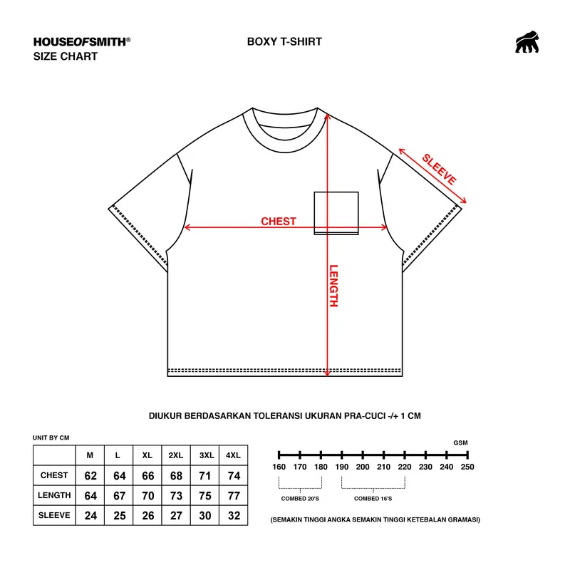 House of Smith T Shirt Type Boxy Fit Heavyweight Tshirt16S - Kaos Boxy Pria