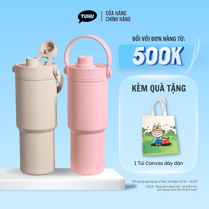 Ly giữ nhiệt khắc tên SIMPLE 735ml, cốc nước nóng lạnh inox 316 cao cấp có quai xách tiện lợi – TUHUHOUSE