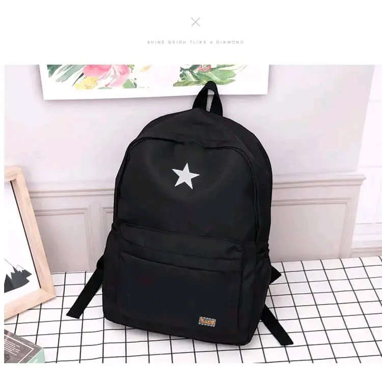 tas ransel kekinian model berlambang bintang casual hitam pria wanita tasse kolah sekolah
