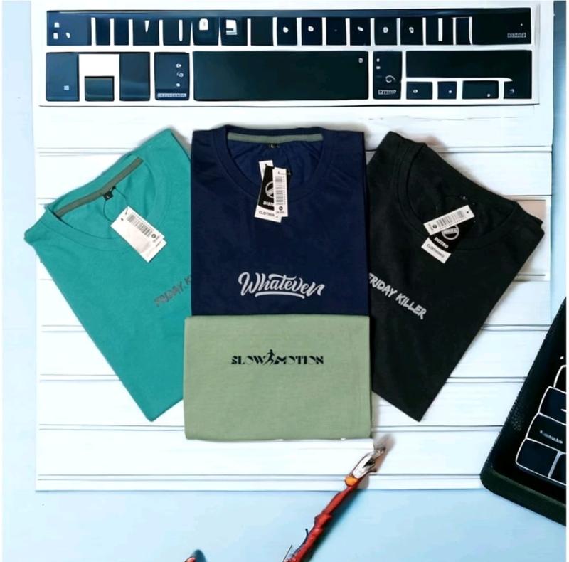 kaos pria wanita 3 pcs 80 Ribu distro model terbaru ukuran m l xl jumbo motif simple bahan semi Katun Tebal Baju Dewasa 4