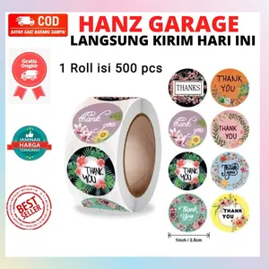 Sticker Thank You Roll Isi 500 Pcs Stiker Terima Kasih Warna Seal Label Roll Sticker Thank You 2Cm Tempelan Ucapan Terimakasih Bulat 500pcs Segel Order Packing Motif Bunga
