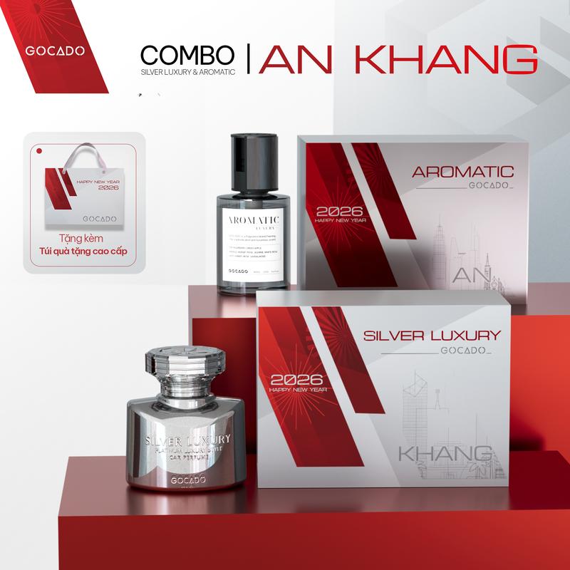 BỘ QUÀ TẶNG NƯỚC HOA Ô TÔ "AN KHANG" GOCADO: 01 NƯỚC HOA Ô TÔ AROMATIC & 01 NƯỚC HOA Ô TÔ SILVER LUXURY TẶNG KÈM TÚI XÁCH CAO CẤP