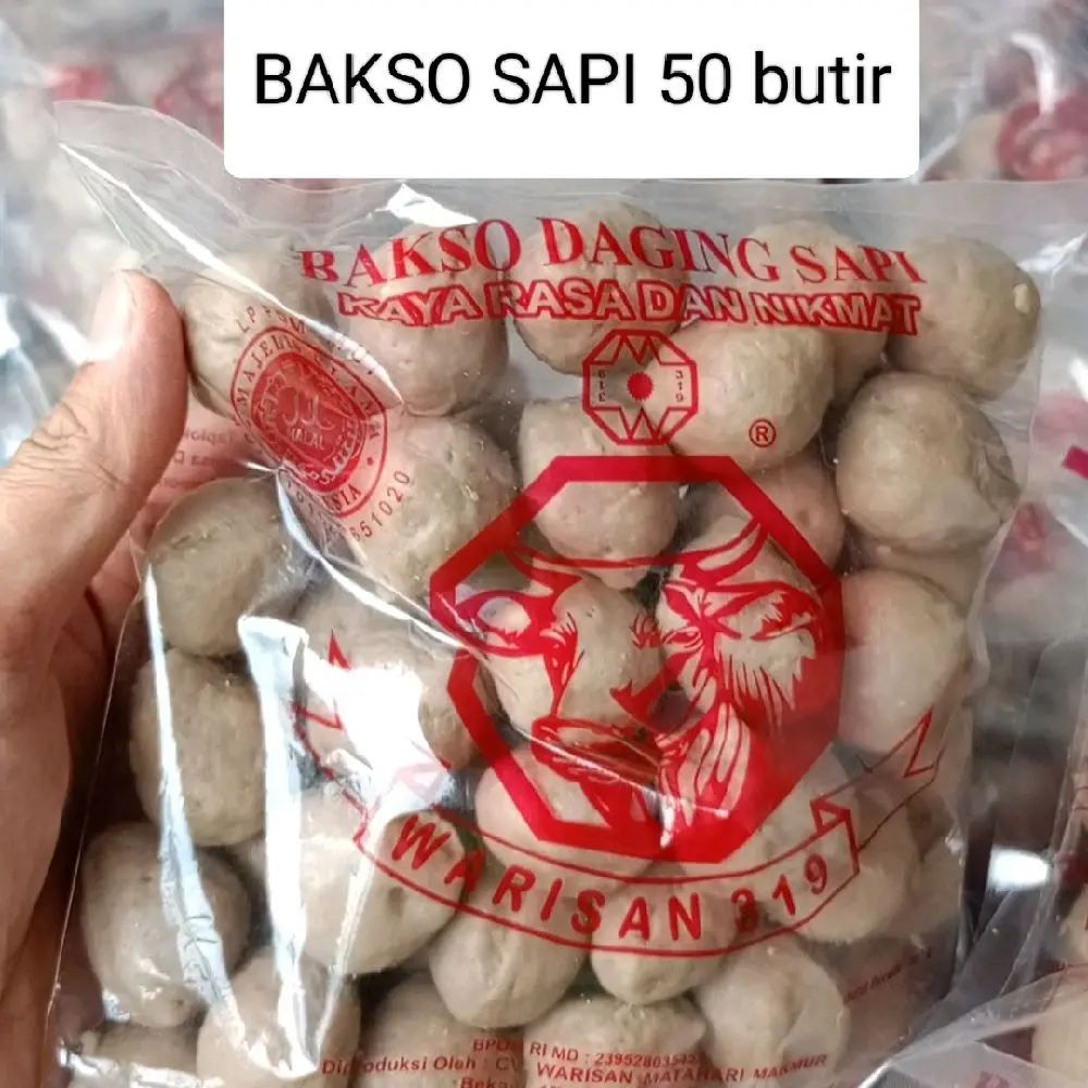 Bakso Sapi Warisan 50Butir- Frozen Food Daging Baso Asli Sertifikasi Halal
