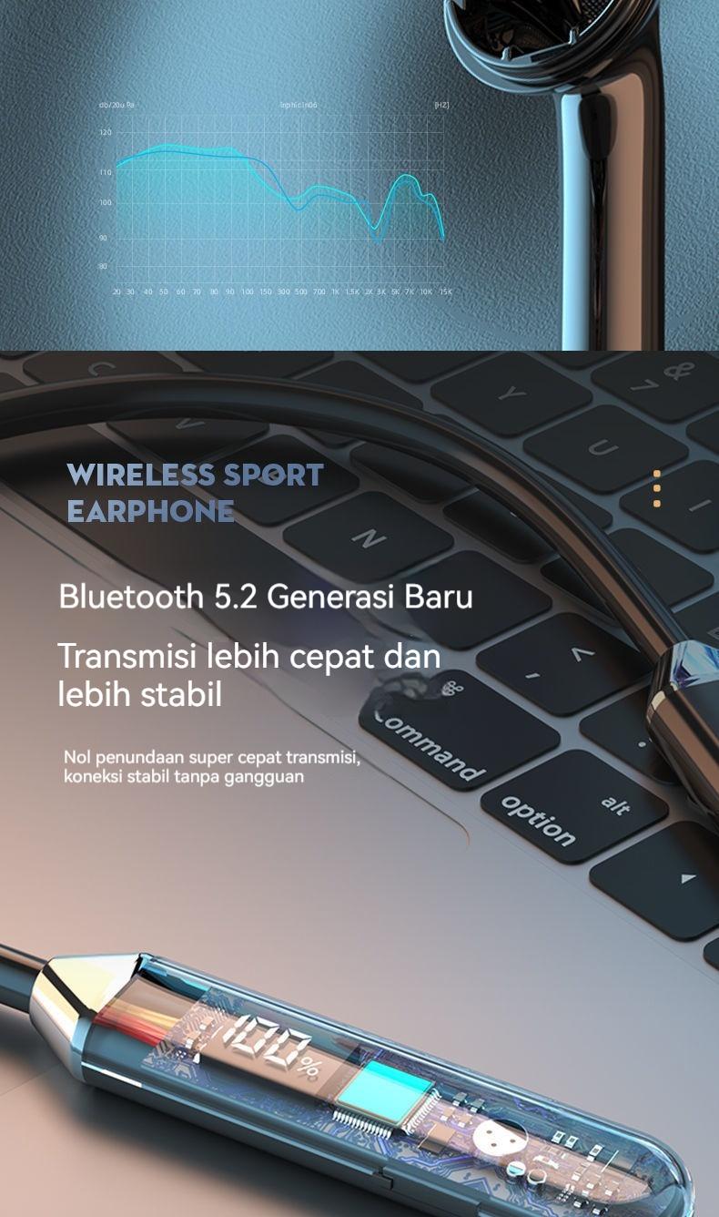 Sport Wireless Headphone Compatible 5.2 Neckband Headphones High Sound Quality Stereo LED Power Display Bluetooth Earphones