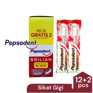 Sikat Gigi Pepsodent Brilian Soft 12 Gratis 2 Pcs