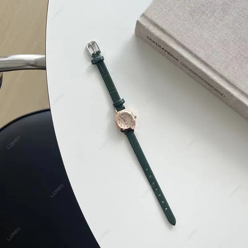 Loreo - Jam Tangan Wanita Tali Kecil Analog Quartz Watch Gaya Retro Strap Pu Croco 5