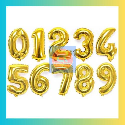Balon Foil / Balon Ulang Tahun / Anniversarry Huruf Dan Angka Gold Glossy 40cm 1