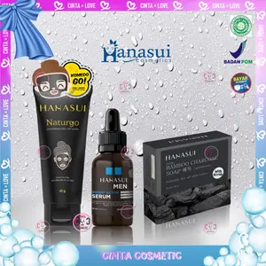 HANASUI Paket Perawatan Pria | Sabun Wajah | Serum Men | Masker Wajah Naturgo Tube | Untuk Mencerahkan Kulit