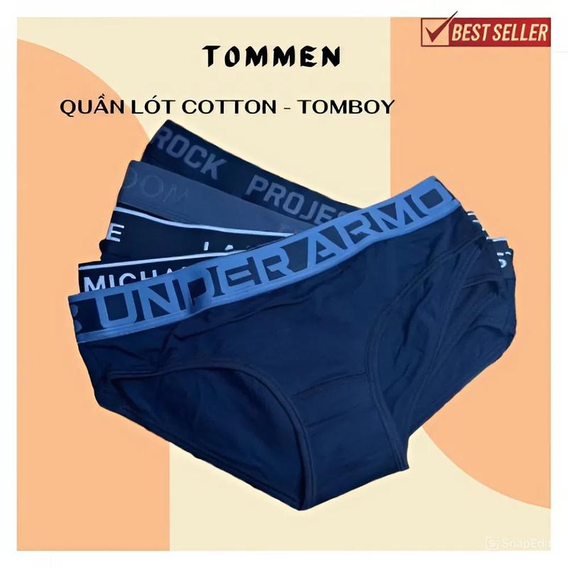 Combo 5 Quần lót tomboy, thiết kế riêng cho nữ, chất cotton 100% Women - Màu đen Voi Tim