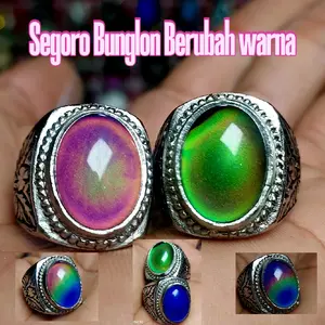 Cincin Segoro bunglon ajaib bisa  berubah warna ring tanam alpaka super batu