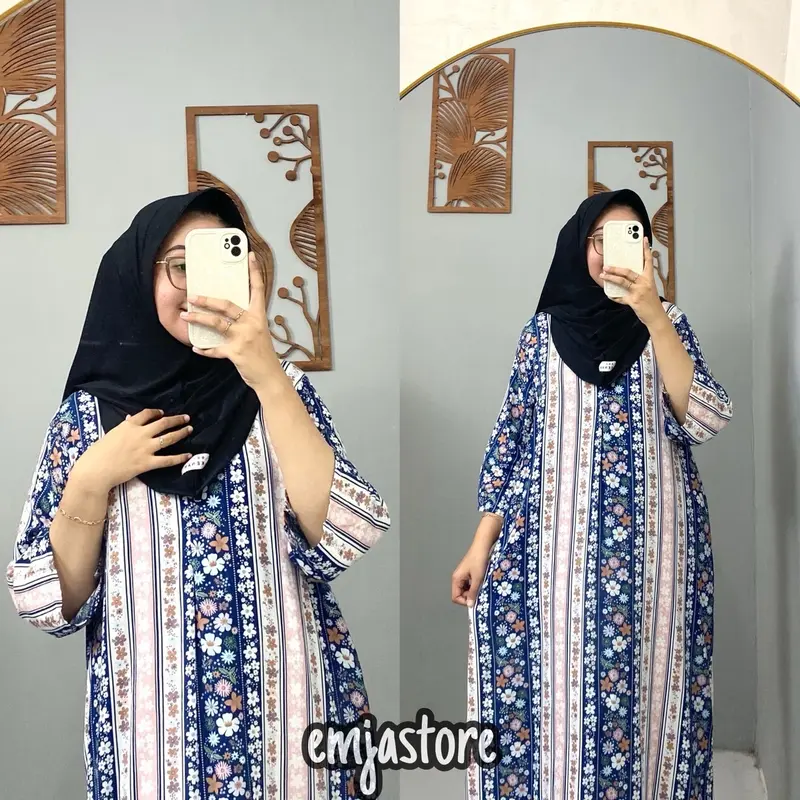 DASTER/GAMIS RAYON MOTIF KEKINIAN/BUSUI FRIENDLY/LD 120 LENGAN 3/4 3