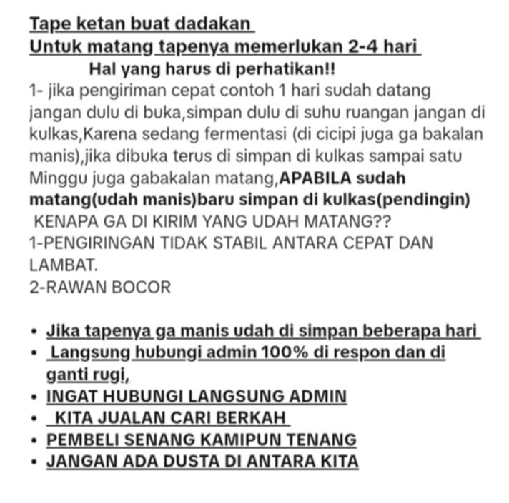 Product Introduction of TAPE ketan HITAM&HIJAU PANDAN 1 kg asli bandung manis murah 2