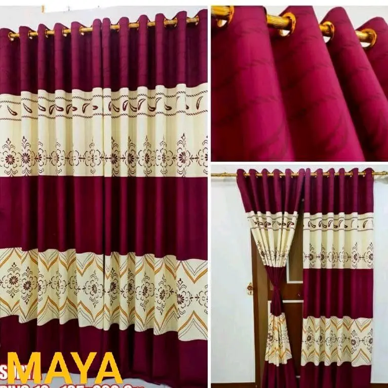 Gorden Smokring 12 Ring Murah Aesthetic Kain Gold Gorden - Lebar 120cm Tinggi 230cm Jendela Curtain Pintu 5