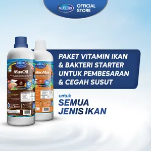 Bluecore Paket Vitamin Ikan & Bakteri Starter untuk Pembesaran dan Cegah Susut - Cocok untuk semua Jenis Ikan ( Lele, Nila, Patin, Gurame dan Laiya) - Pengurang Amonia, Penjernih Air dan Peningkat nafsu makan
