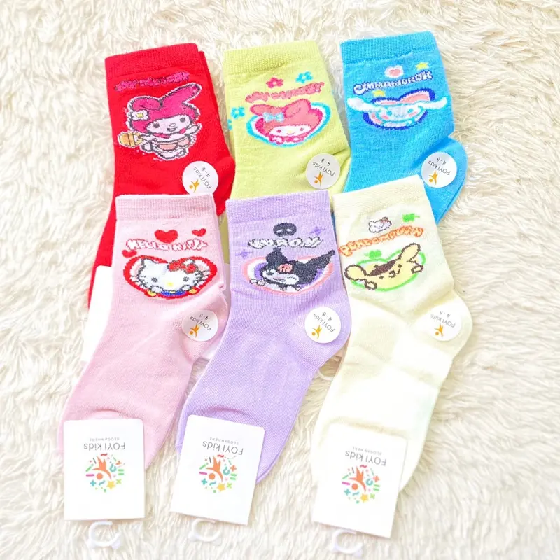 3pcs Kaos Kaki Anak 4-8 dan 8-12 Tahun Katun Premium Panjang Motif Simple Lucu - Banyak Pilihan Warna & Motif 5