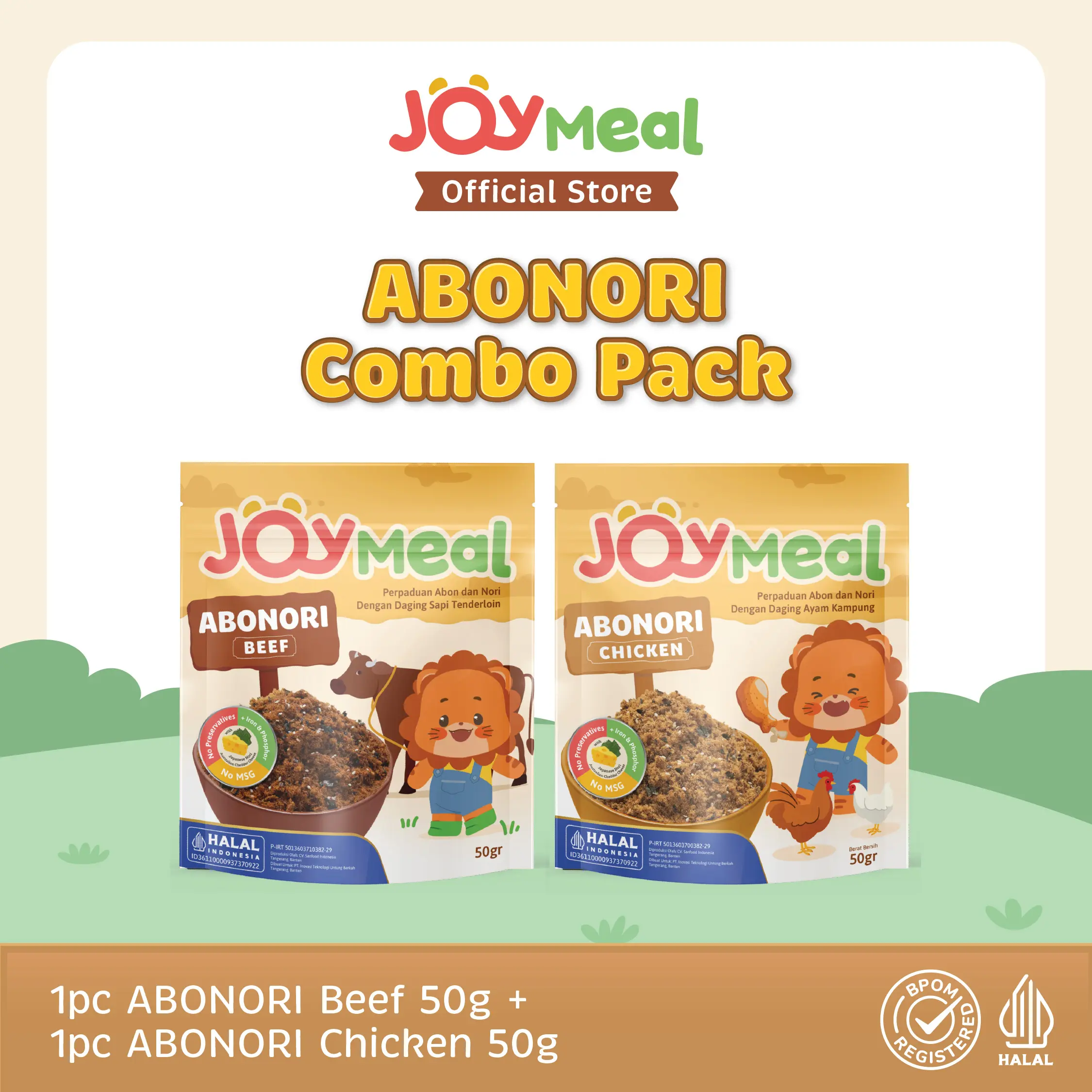 JoyMeal AboNori BEEF & CHICKEN Original @50gr | Perpaduan Abon dan Nori dengan Daging Sapi Tenderloin dan Daging Ayam Kampung