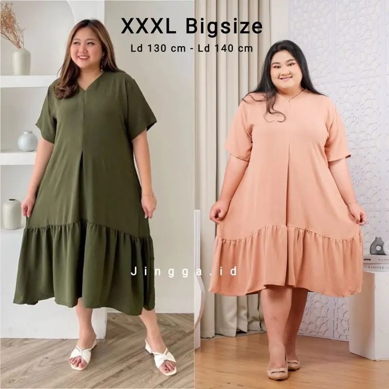 Daster Resleting XXXL Jumbo Ld 130 cm - Ld 140 cm Busui Kekinian Bigsize Daster Santai Crinkle Airflow Dress Wanita Dewasa
