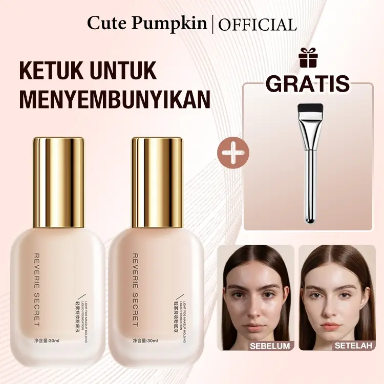 【Beli 1 Dapat 1】Full Coverage Matta Foundation 30ml & Brush Foundation Waterproof BB Cream Oil Control Flawless Creamy Liquid Joco Foundation 16h Hour Long Wear Soft Matte Bedak Make Up Concealer Cream Primer Hydrating