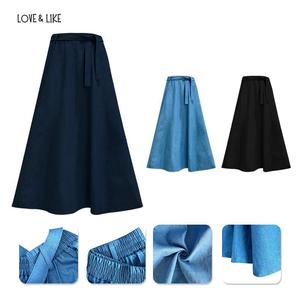 Denim Korean Maxi Skirt with Detachable Waist Band (Max 95KG)