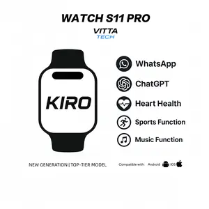 KIRO WATCH S11 Pro Smartwatch Olahraga dengan Layar HD 2.08" IP67 Waterproof Bluetooth Android iOS Sport Fitness Watch Anti-Carsickness 1000+ Faces Free Download Kompatibel dengan WhatsApp Chat dan NFC Akses Jam Tangan Pintar